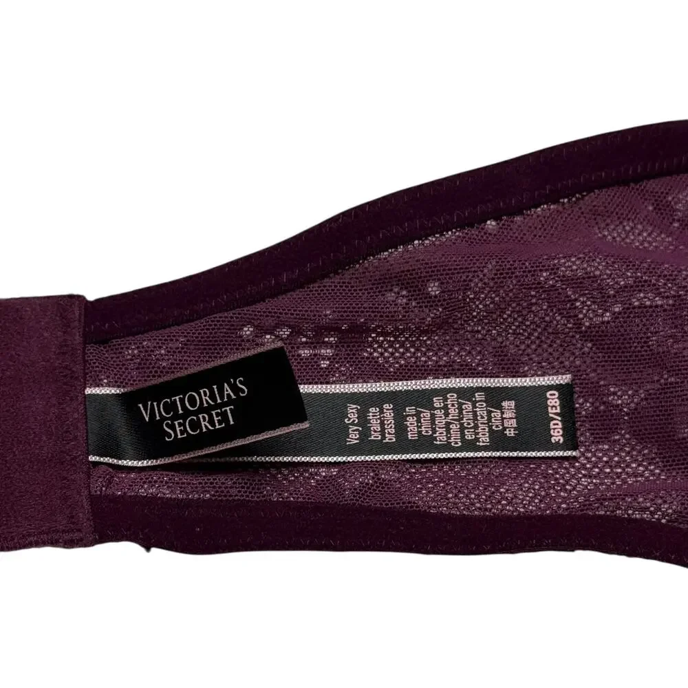 Victoria's Secret Very Sexy Lace Halter Underwire Bralette Wine Purple 36D